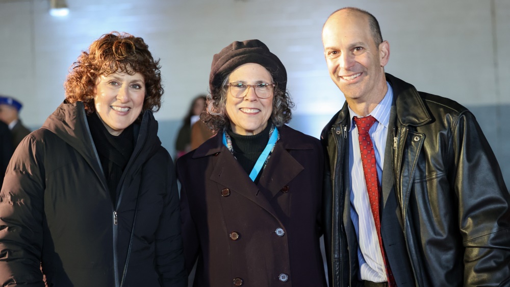 Sen. Shelly L. Hettleman, Shelley Hettleman of the Pikesville Armory Foundation, and Del. Jon S. Cardin