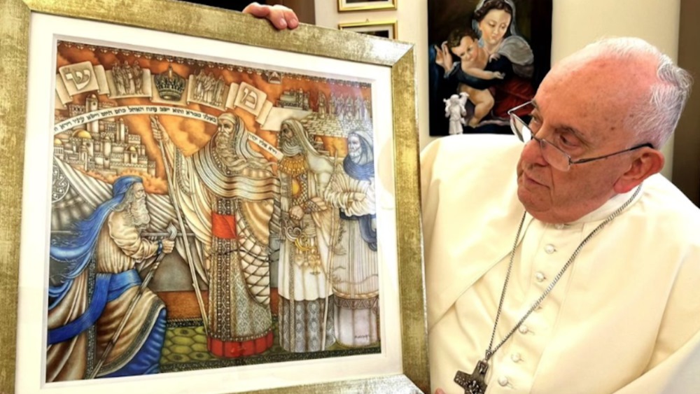 Pope Francis with Mauricio Avayu painting