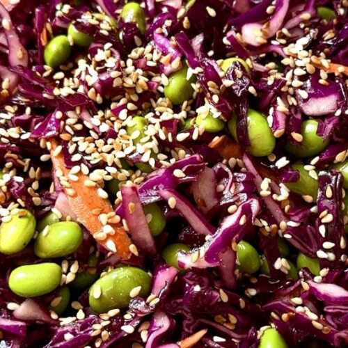 Purple Cabbage with Edamame Salad