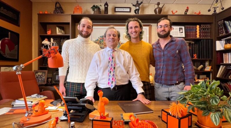 "Call Your Bubby" host Ari Ness, Rabbi Mitchell Wohlberg, host Chandler Pierce and podcast producer Yossi Kuttler