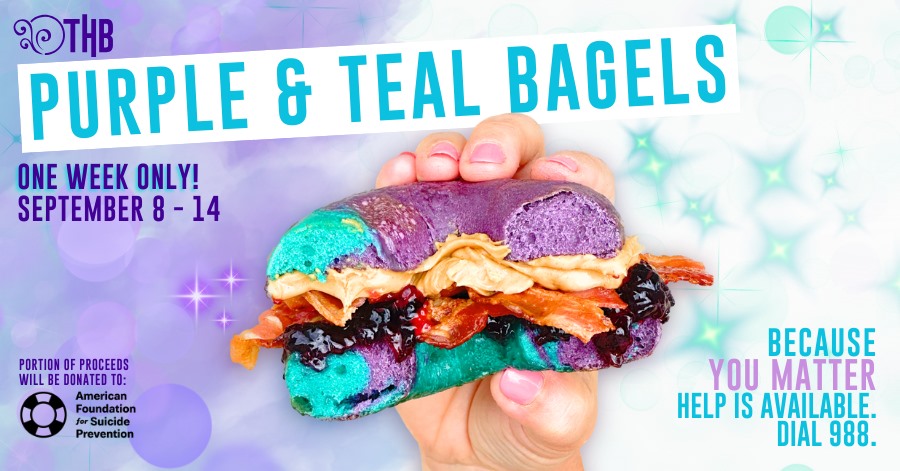 Purple & Teal Bagels for Suicide Prevention