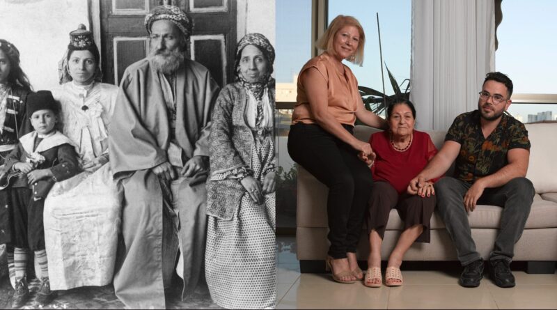 Iraqi Jewish family in Baghdad, circa 1910; the author (far right) in Israel with his mother, Cami, and his grandmother, Hela, a Jewish refugee from Iraq