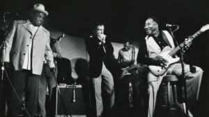 Jerry Portnoy with Willie Dixon (left) and Muddy Waters