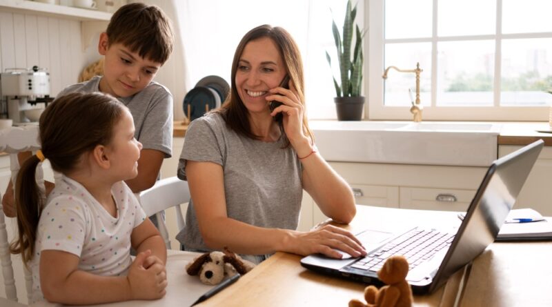 mother working remote