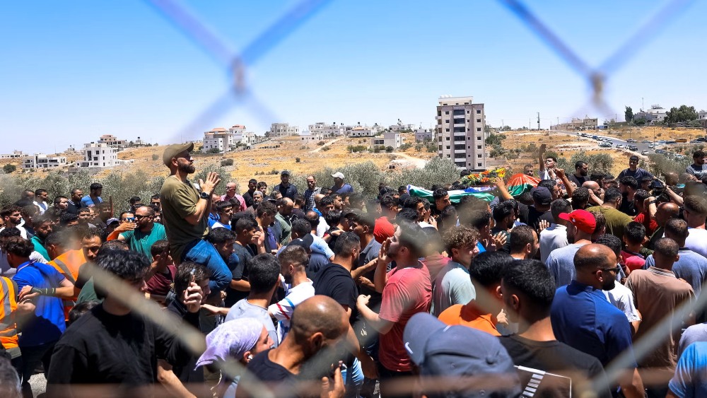 mourners in the West Bank
