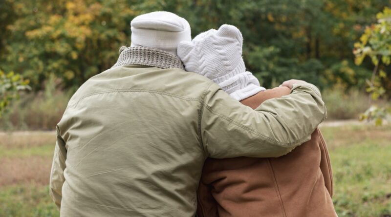 senior couple on bench