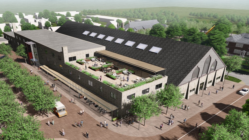 Pikesville Armory aerial rendering