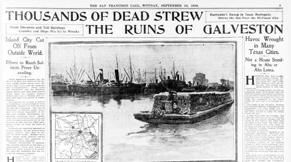 Galveston newspaper from 1900